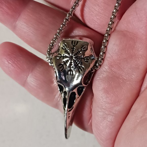 Viking Compass Raven Skull Stainless Steel Necklace NWOT - Picture 11 of 15